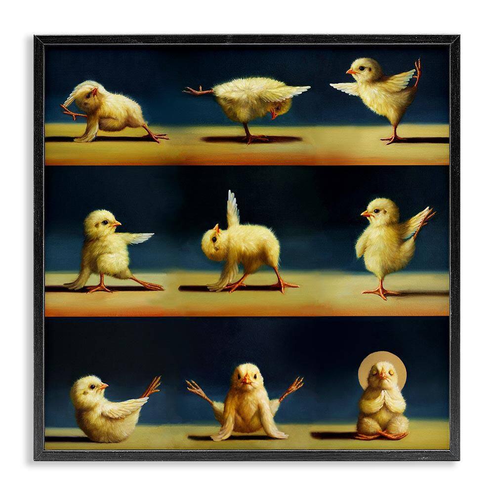 Yoga Chicks Stretching Meditation by Lucia Heffernan Black Framed Giclee Art Print Animal 17 in. x 17 in. price history on PriceWatchPro