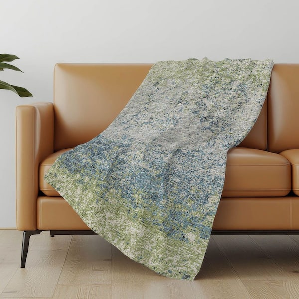 Premium Machine Washable ASB36 Green 50 in. x 70 in. Sherpa Throw Blanket