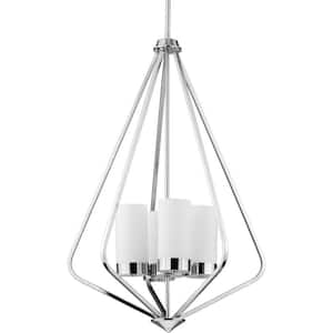 Elevate Collection 4-Light Polished Chrome Etched Glass Modern Pendant Hanging Light