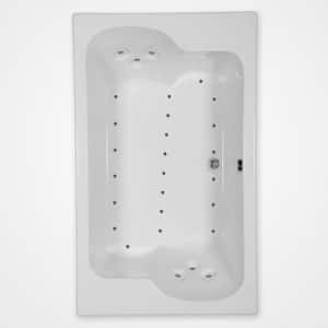 72 in. Acrylic Reversible Drain Rectangular Alcove Air Bath Bathtub in Biscuit