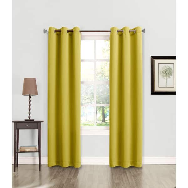 Sun Zero Semi-Opaque Tovi Citrine Room Darkening Curtain Panel - 40 in. W x 95 in. L