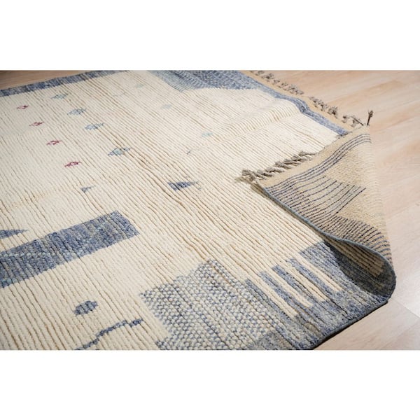 Colorful Hand-Knotted Wool Marrakech Rug, Multicolored 6 ft. x 10 ft. Contemporary Handspun for Modern Ho, Area Rug