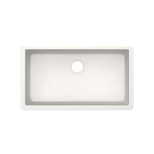 33 in. Undermount Single Bowl Quartz Kitchen Sink in White