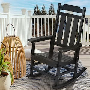 2-Pieces Plastic Porch Rocker HIPS Outdoor Rocking Chair with Smooth Armrests Supports up to 400 lbs.