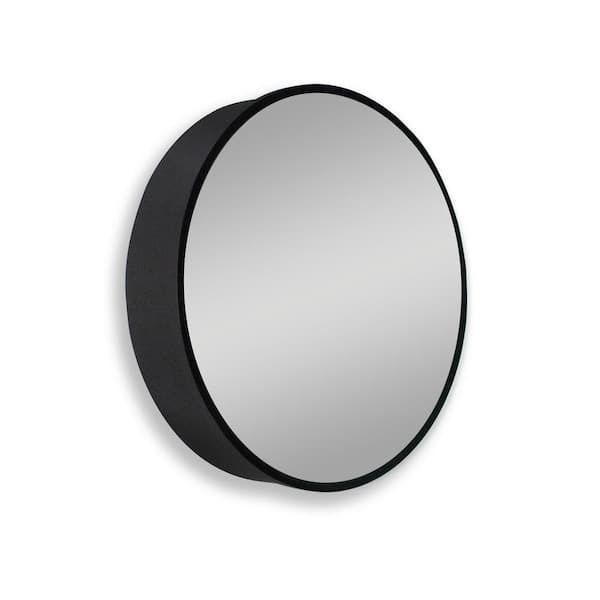 24 in. W x 24 in. H Matte Black Metal Framed Round Recessed/Surface Mount Bathroom Medicine Cabinet with Mirror