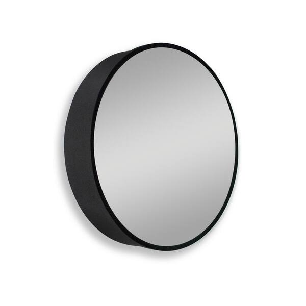 24 in. W x 24 in. H Matte Black Metal Framed Round Recessed/Surface Mount Bathroom Medicine Cabinet with Mirror