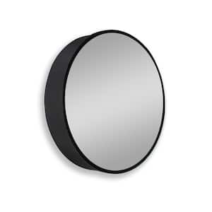 24 in. W x 24 in. H Matte Black Metal Framed Round Recessed/Surface Mount Bathroom Medicine Cabinet with Mirror