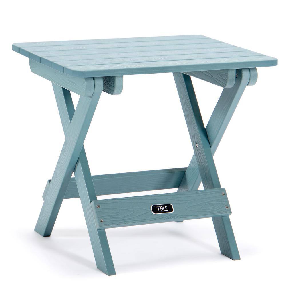Adirondack Blue Square Plastic Wood Outdoor Side Folding Table