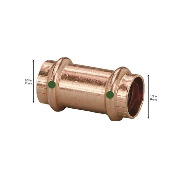 Propress 1/2 in. Press Copper Coupling No Stop (10-Pack)