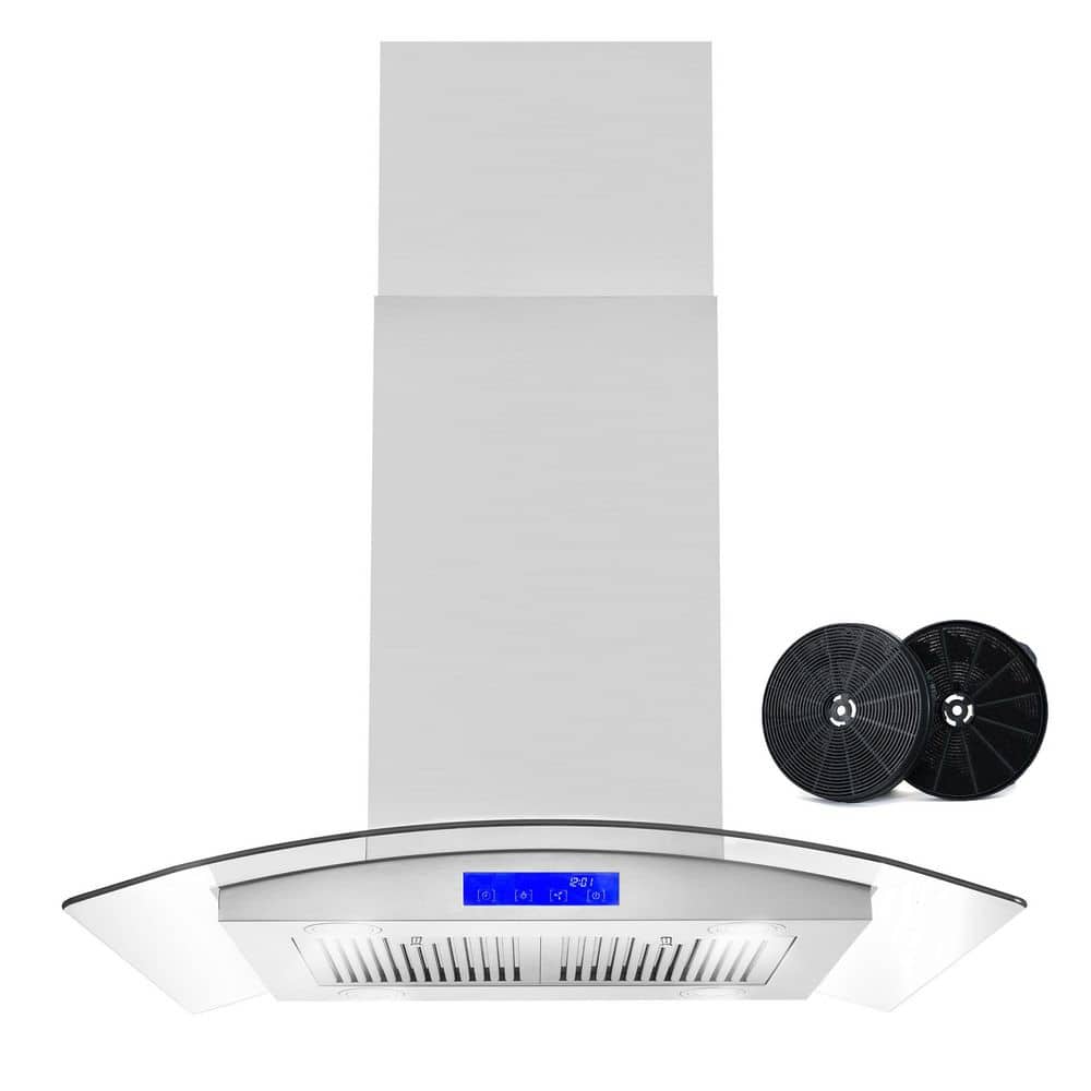 Cosmo 30 in. Ductless Island Range Hood in Stainless Steel with LED