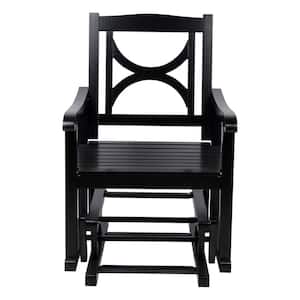 39 in. H Black Wooden Luna Glider Chair, Yard Patio Garden Wood Furniture