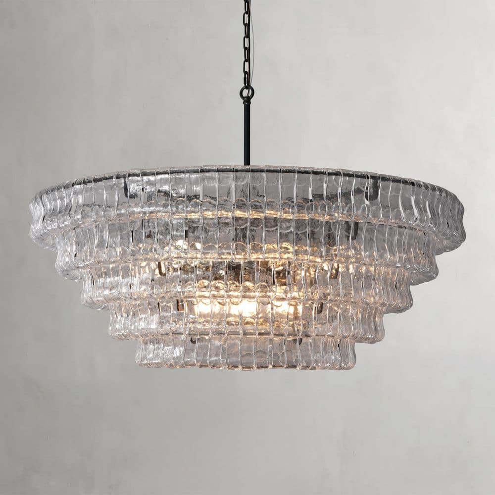 Modern Chandelier 48 in. 12-Lights Black Chandelier for Dining Room, Living Room, Foyer, Bedroom price history on PriceWatchPro