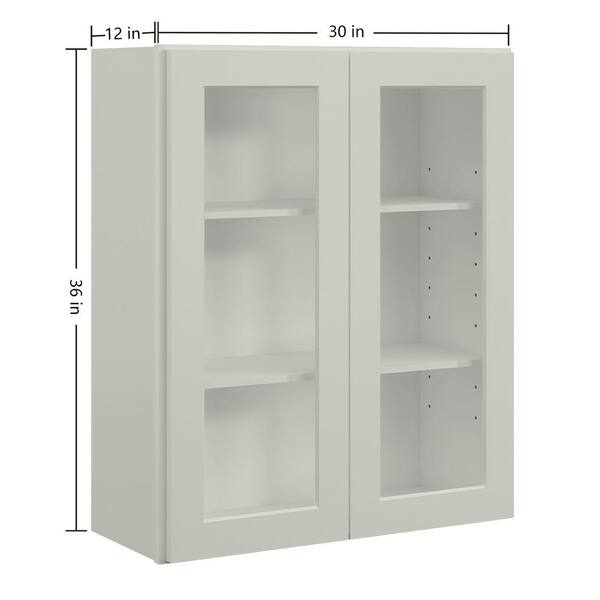 30 in. W x 12 in. D x 36 in. H in Shaker Dove Plywood Ready to Assemble Wall Cabinets with Shelf without Glass