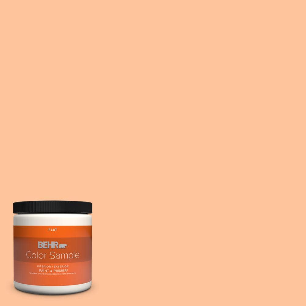 BEHR PREMIUM PLUS 8 oz. #260B-4 Orange Sherbet Flat Interior/Exterior ...