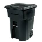 64 Gal. Black Outdoor Trash Can with Wheels and Attached Lid