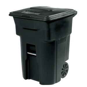 64 Gal. Black Outdoor Trash Can with Wheels and Attached Lid