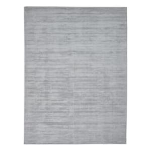 Milo Contemporary Solid Silver 8 ft. x 10 ft. Hand-Knotted Area Rug