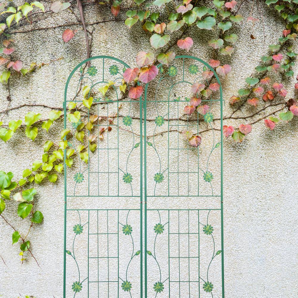 71 in. x 19.7 in. Metal Garden Trellis, Rustproof, Outdoor Trellis, Green (