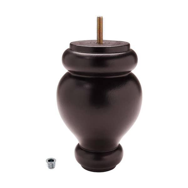 American Pro Decor 6 in. x 4 in. Stained Espresso Solid Hardwood Round Bun Foot