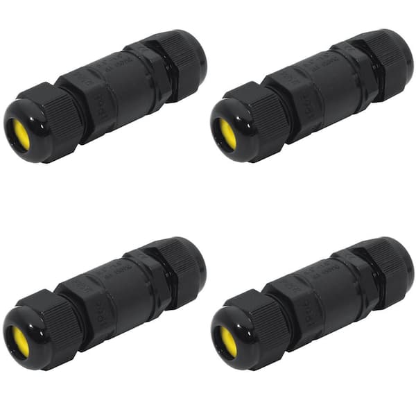 J&H LED Waterproof Outdoor 4-Pin Electrical Connector Box, IP68 Rated M20 Junction Box, 3/4 in. Trade Size (4-Pack)