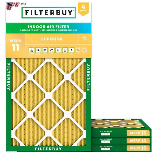 10 in. x 18 in. x 1 in. MERV 11 (FPR 7) Allergen Defense Pleated HVAC AC Furnace Air Filters Replacement (4-Pack)