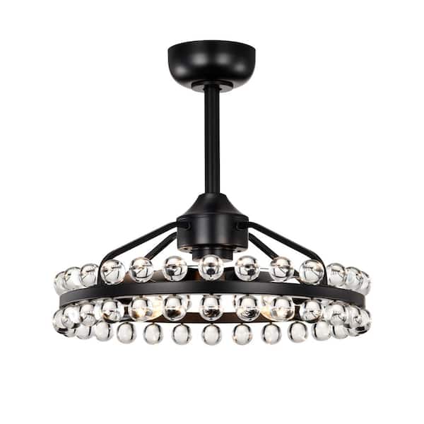 Maxax Heritage 20.8 in. 4-Light Indoor Black Crystal Cage Enclosed Ceiling Fan