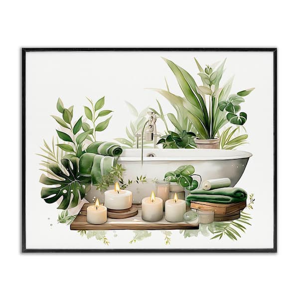 Tropical Zen Bathtub by Lettered and Lined Black Framed Giclee Nature Art Print 16 in. x 20 in.