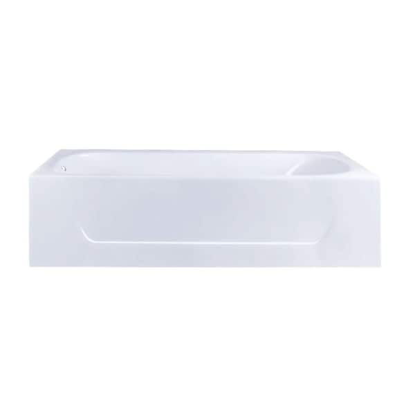 Aqua Eden 60 in. x 30 in. Cast Iron Rectangular Alcove Soaking Bathtub with Left Drain in White