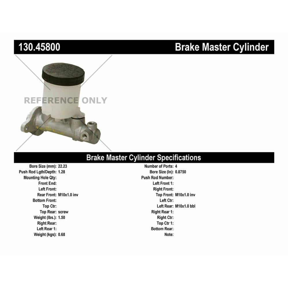 Centric Parts Brake Master Cylinder P//N:130.45218