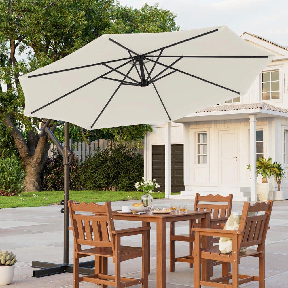 7 piece patio dining set with umbrella 7-Piece Outdoor Patio Dining Set, Swivel Chairs & 54 Large Round Table  with Umbrella Hole, Steel Frame & Textilene Seat, Gray