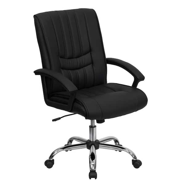 Flash Furniture Faux Leather Swivel Office Chair in Black
