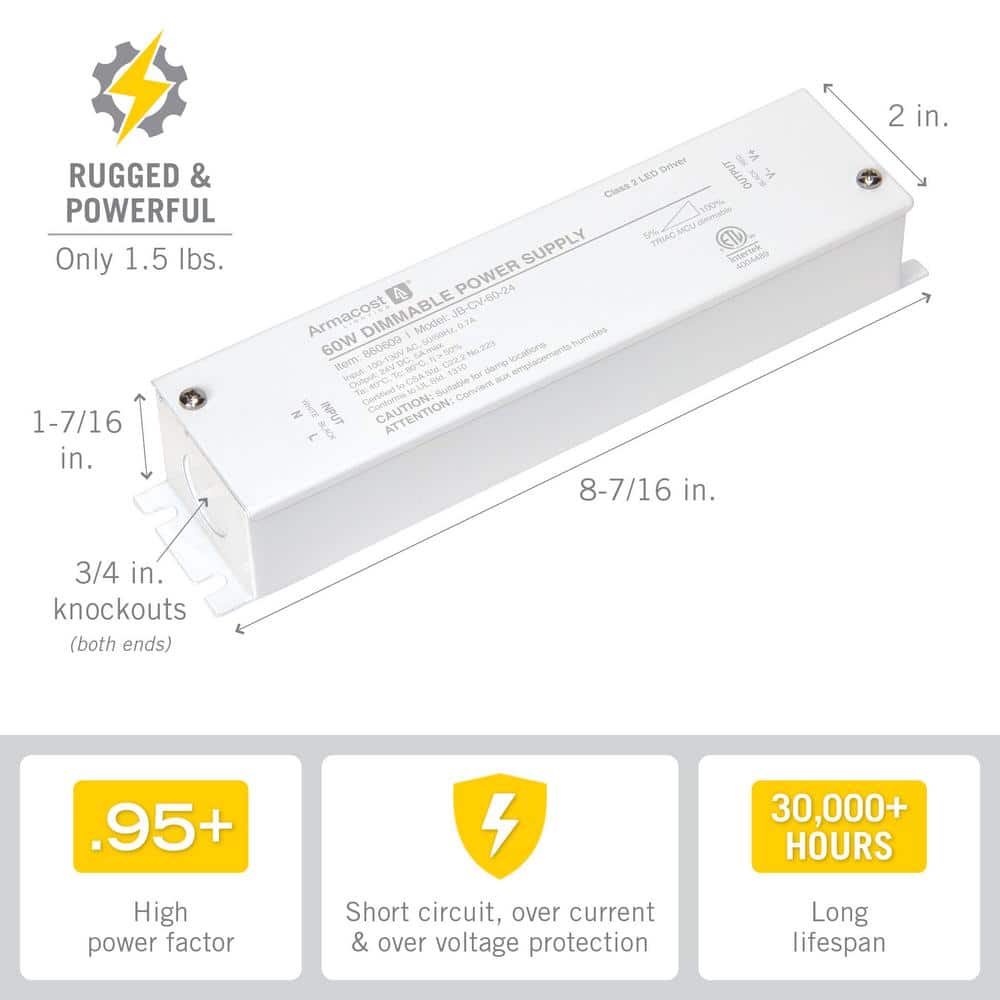 60W White Dimmable LED Driver with Enclosure