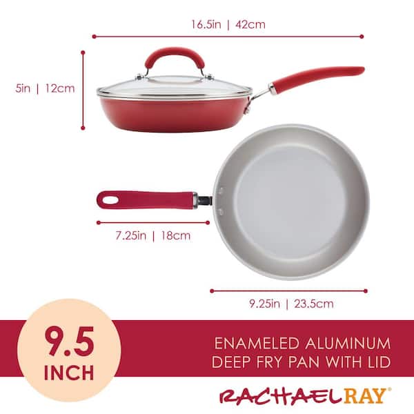Rachael Ray Red Create Delicious Aluminum Nonstick Covered 9.5 in Deep Skillet