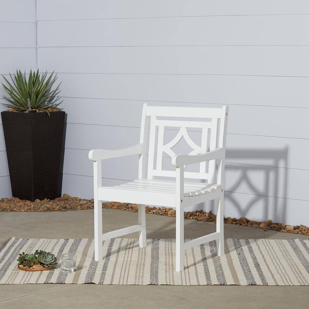 Vifah Bradley White Wood Outdoor Dining Chair V1829 The Home Depot