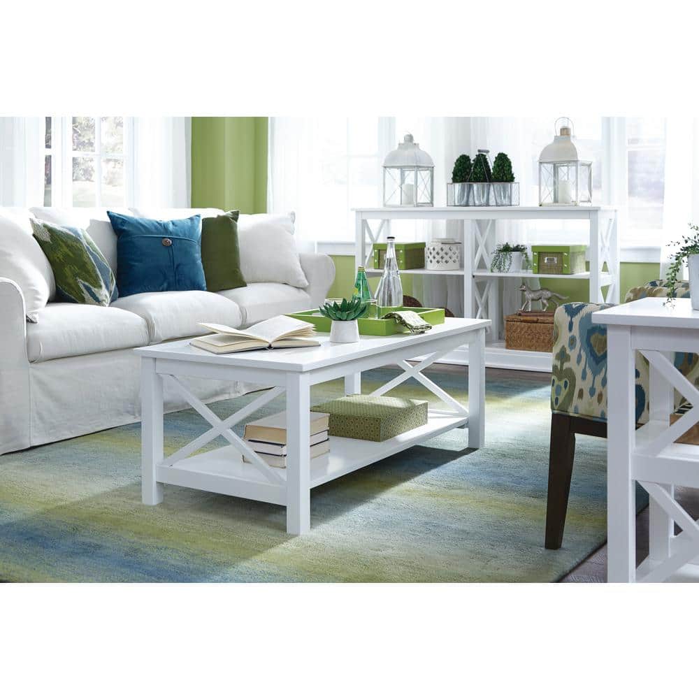 Hampton 46" White Solid Wood Rectangular Coffee Table
