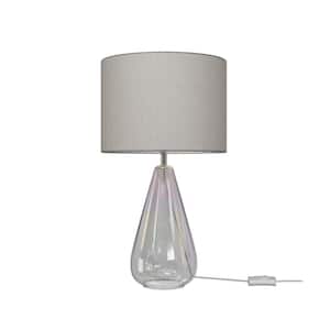 20 in. Atmosphere LED Clear Glass Table Lamp with Linen Shade