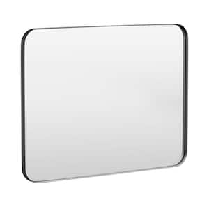 40 in. W x 30 in. H Tempered Glass Rectangular Framed Wall-Mounted Bathroom Vanity Mirror in Black