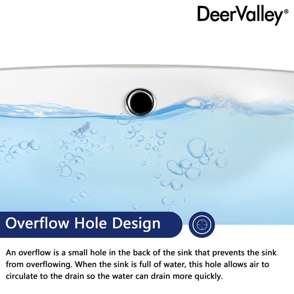 16" White Ceramic Round Undermount Bathroom Sink with Overflow