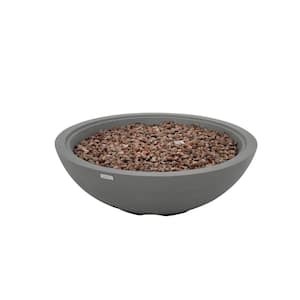 Rose Bowl 48 in. 60000 Btu's Light Grey Concrete Natural Gas Outdoor Fire Pit with Lava Rocks and Cover