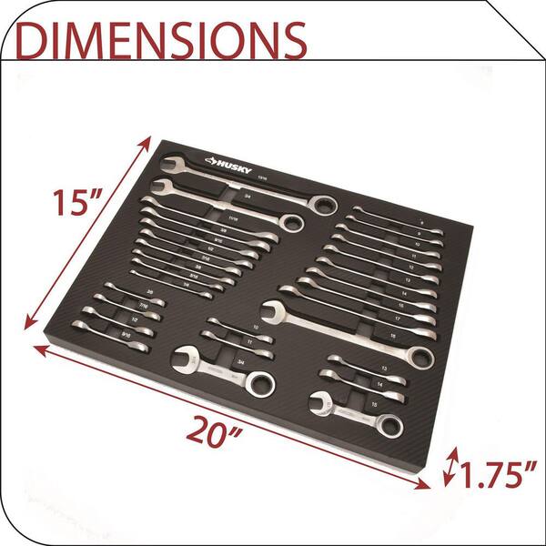 Husky SAE/Metric Ratcheting Wrench Set in EVA Foam (30-Piece
