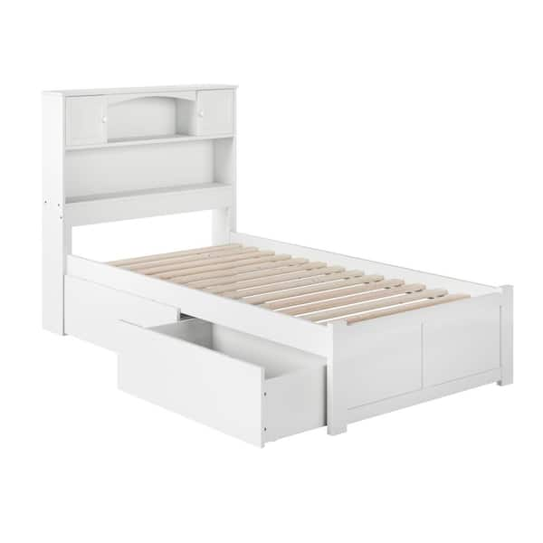 AFI Newport White Twin XL Solid Wood Storage Platform Bed with 