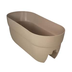 Bloomers Series 24 in. W x 12 in. H Tan Resin Deck and Porch Rail Planter