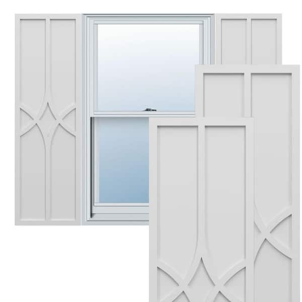 Ekena Millwork True Fit PVC 12 in. W x 32 in. H Raised Panel Vinyl Shutters Pair in White
