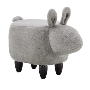 Gray Rabbit Animal Ottoman