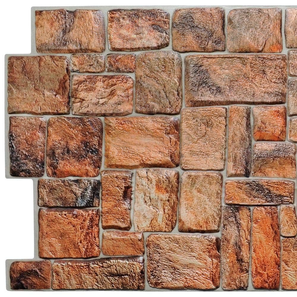 3D Falkirk Retro 1/100 in. x 39 in. x 20 in. Brown Red Faux Stone PVC Decor