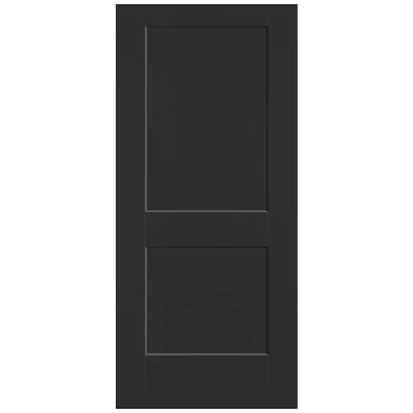 Masonite 36 in. x 80 in. 2-Panel Logan Single Bore Solid Core Jet Black Molded Composite Interior Door Slab