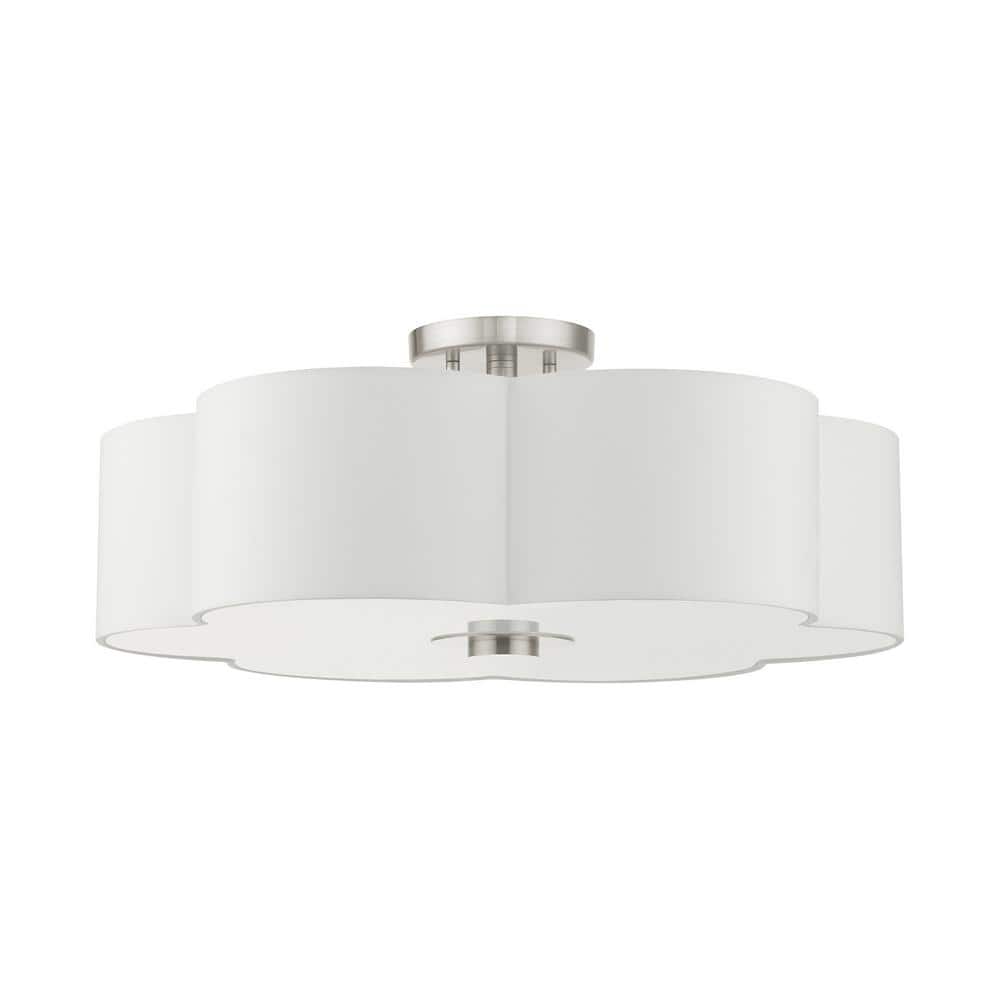 Chelsea 5-Light Brushed Nickel Semi-Flush Mount with Scalloped Shade