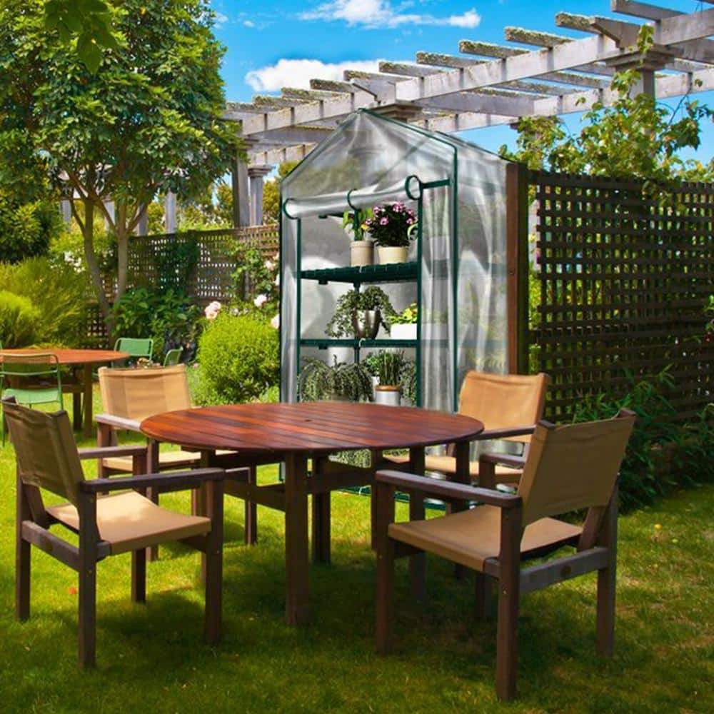 Compact 2x5ft Green Mini Greenhouse with PE Cover and Roll-Up Door