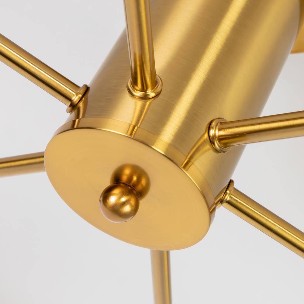 Gold 6-Light Sputnik Semi-Flush Mount Ceiling Fixture