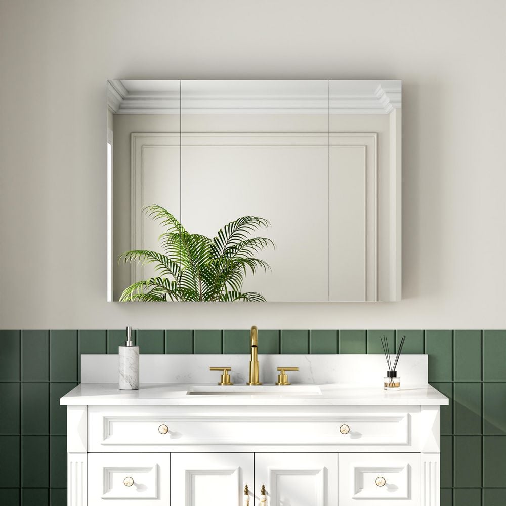 40 in. W x 30 in. H Rectangular Aluminum Recessed/Surface Mount Medicine Cabinet with Mirror, Soft Close Bi-view Door price history on PriceWatchPro